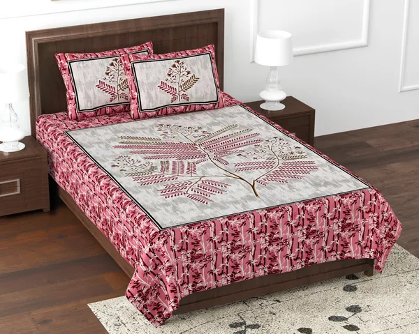 Pink_Cotton_Botanical_Majesty_Double_Bedsheet_With_Pillow_Cover_70X100_Cm